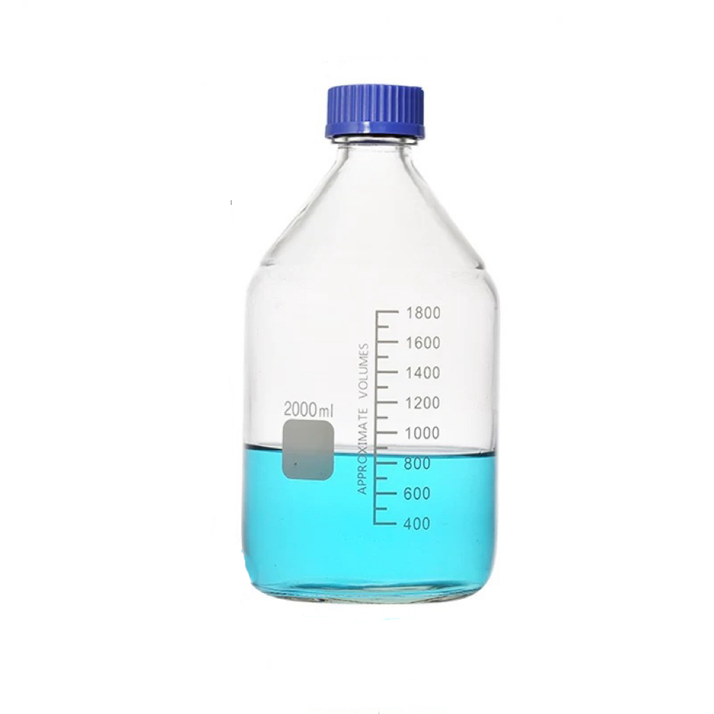 Medical Lab Technology - ปากสกรูขวดรีเอเจนต์ขนาด 2000 มล. พร้อมฝาสีฟ้า 2 ลิตรแก้วใสใสอุปกรณ์เคมีในห้องปฏิบัติการทางการแพทย์