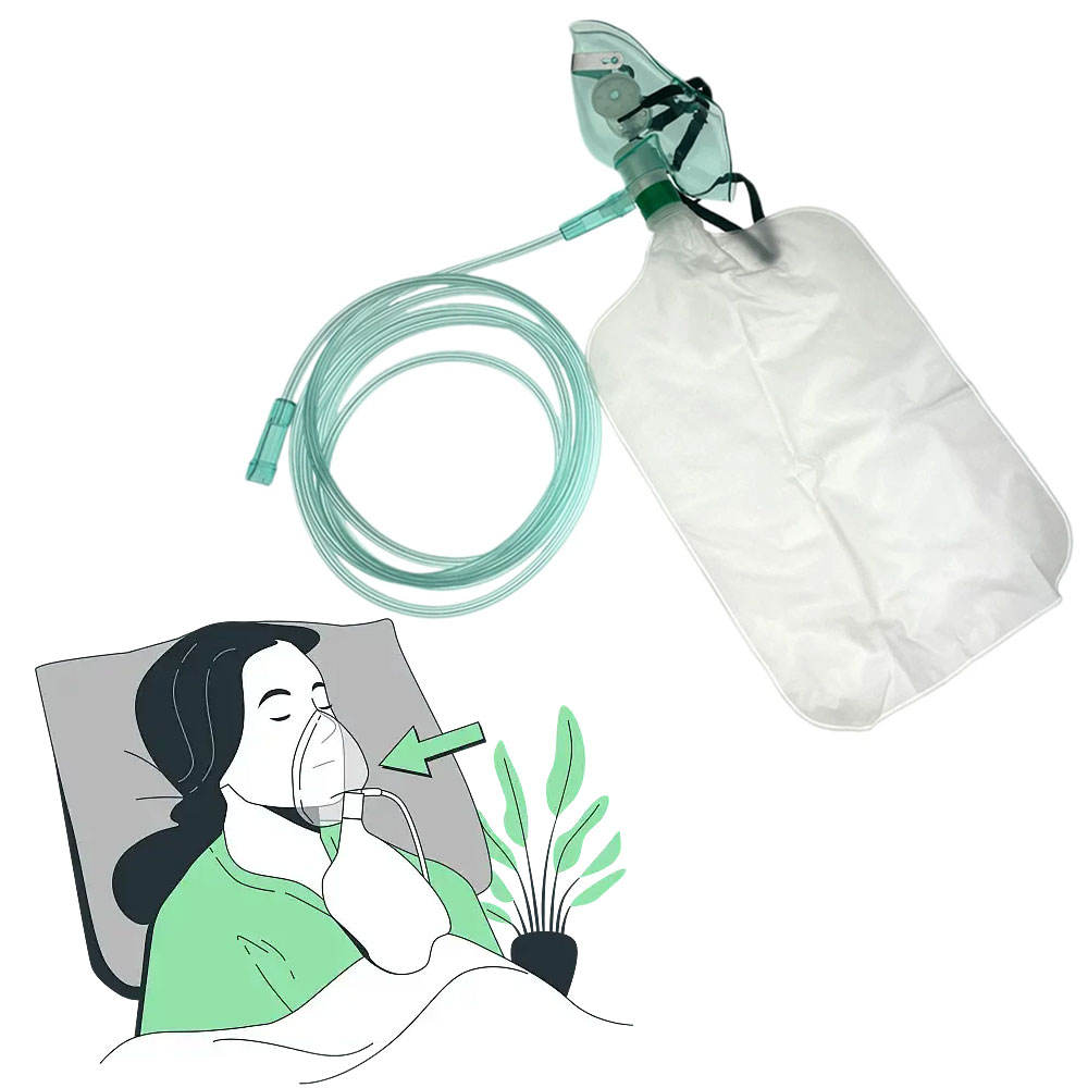 Oxygen Mask Non-Rebreather - 5-20 ชิ้น หน้ากากออกซิเจนสำหรับผู้ใหญ่แบบไม่หายใจกลับ (หน้ากากออกซิเจนพร้อมถุงเก็บ) ชุดถุงเก็บหน้ากากออกซิเจนความเข้มข้นสูง