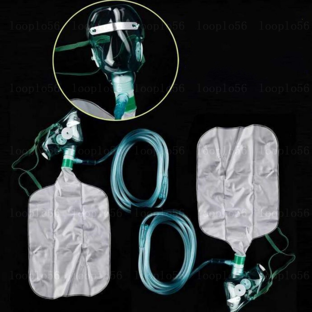 Oxygen Mask Non-Rebreather - 1-20 ชิ้น หน้ากากออกซิเจนสำหรับผู้ใหญ่แบบความเข้มข้นสูงพร้อมสายยาง - หน้ากากออกซิเจนแบบใช้ครั้งเดียวที่ไม่สามารถใช้ซ้ำได้ พร้อมถุงเก็บออกซิเจนแบบยืดหยุ่น